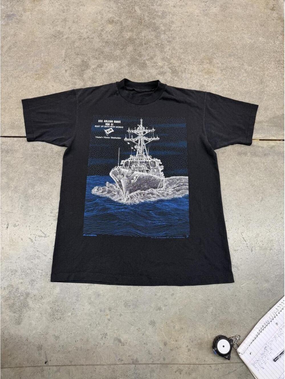 vintage maine master shipbuilder made in usa navy military boat black shirt